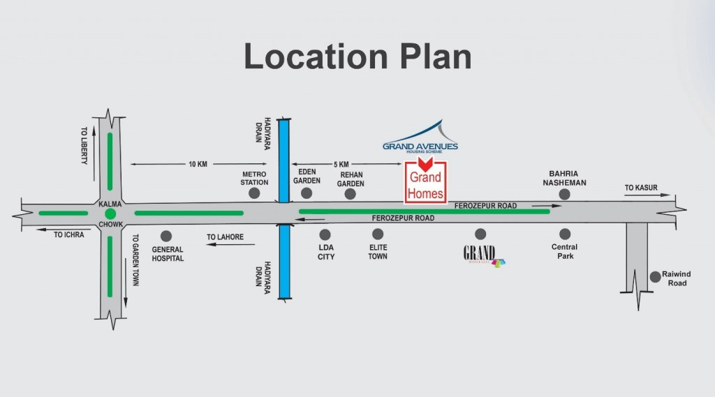Grand Avenues Lahore Location Plan