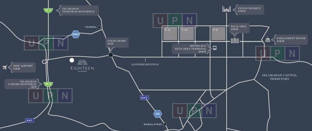 Eighteen-Islamabad-Location-Map