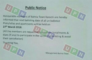 Bahria Karachi Balloting Notice 2018