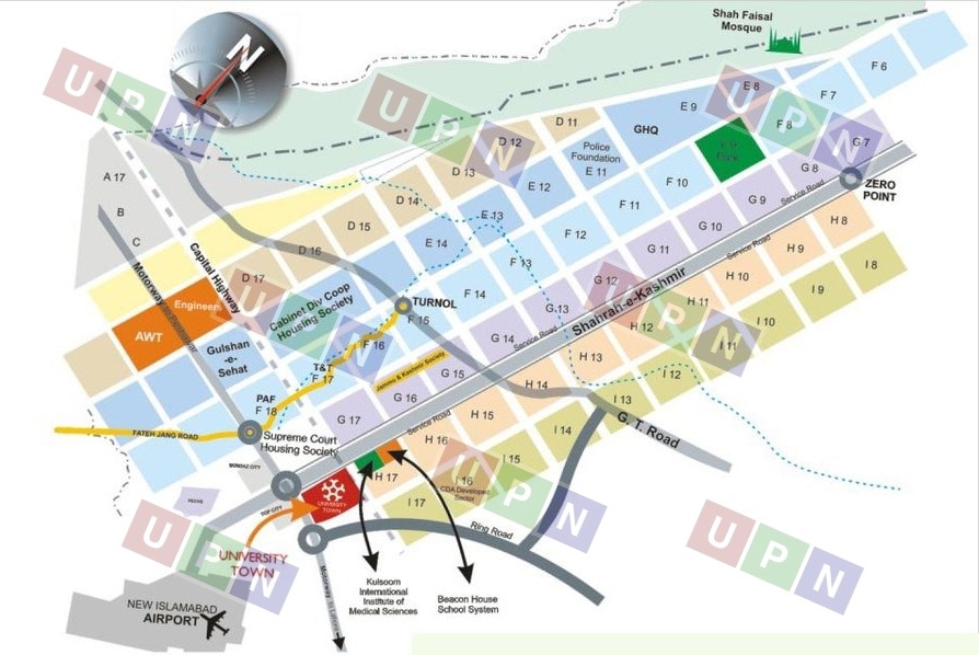 University Town Islamabad Location Map