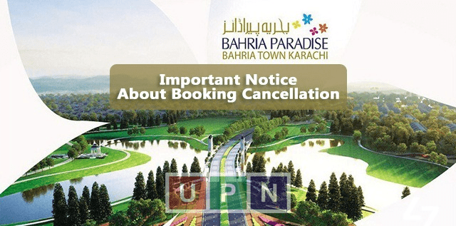 Bahria Paradise And Bahria Sports City – Notice for Booking Cancellation