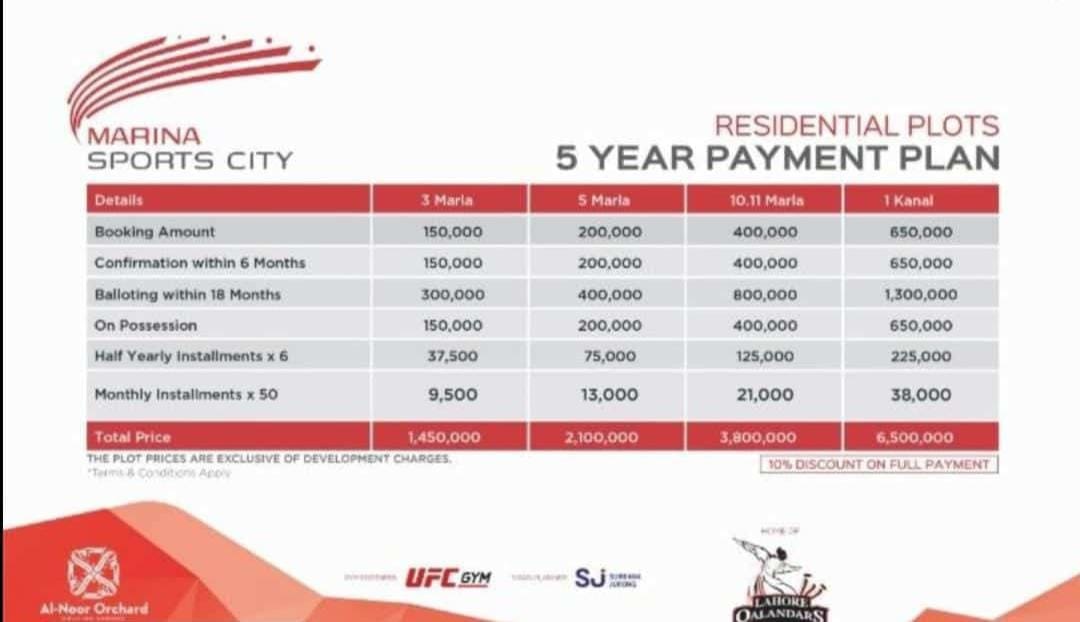 Marina Sports City Booking and Payment Plan