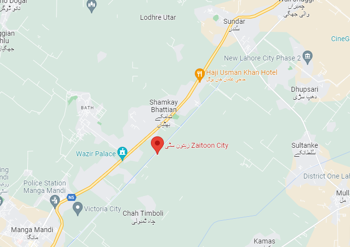 Zaitoon City Lahore Location Map