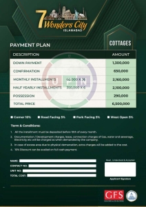 Cottages Payment Plan Seven Wonders City Islamabad