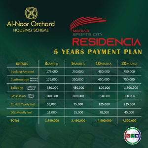 Al-Noor Orchard Marina Sports City Payment Plan