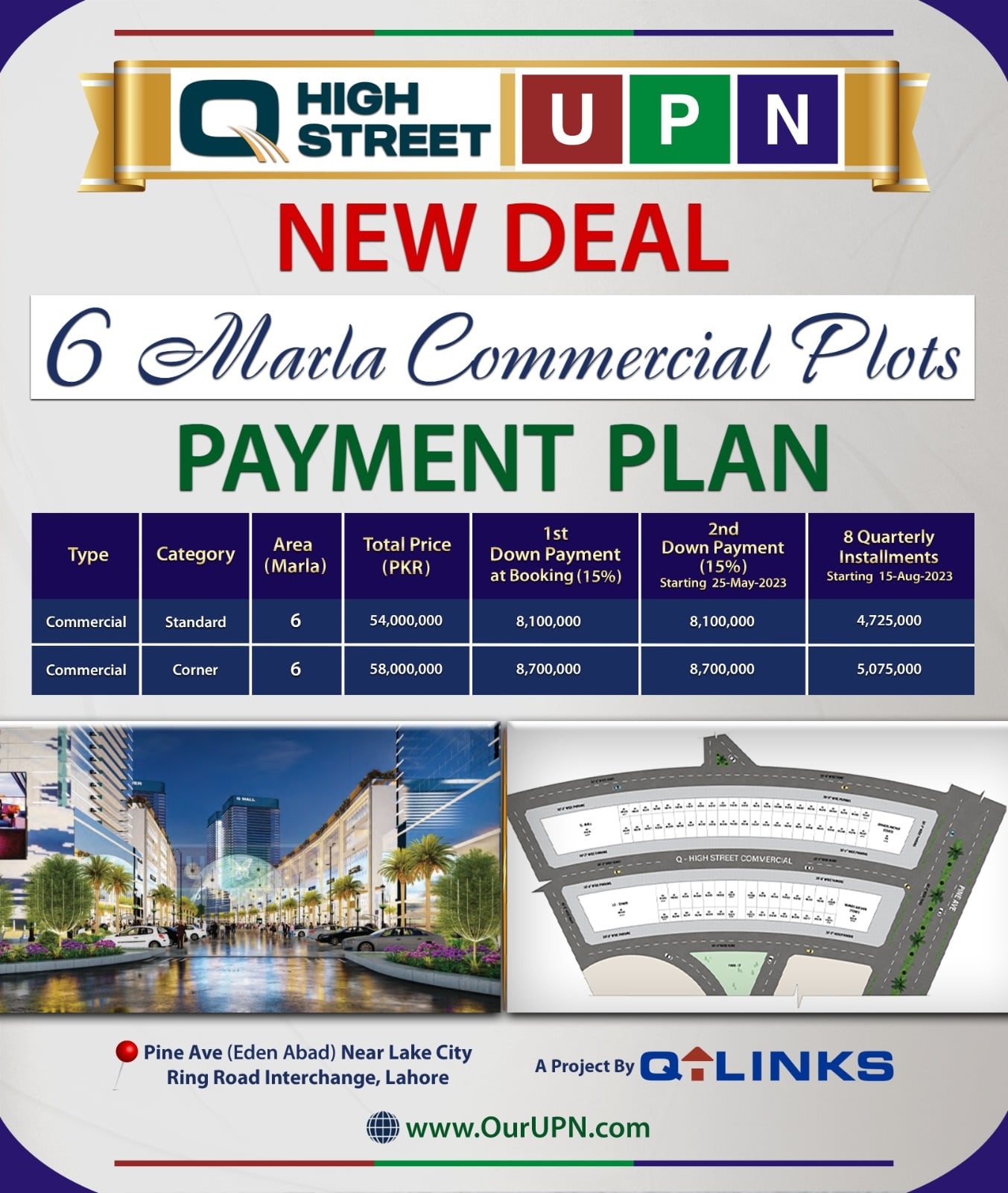 Q High Street 6 Marla Commercial Plots Payment Plan